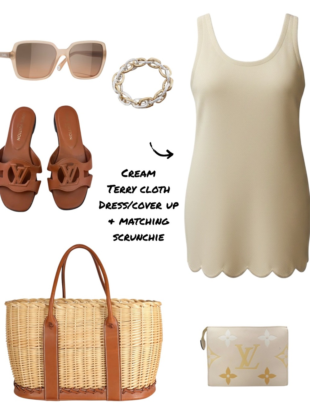 Sincerely Jules Cream Terry Cloth Swim Coverup Dress - Picture 1 of 3